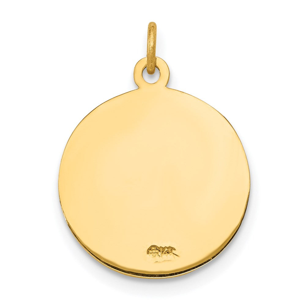 14k Polished and Satin Solid Our Guardian Angel Medal Charm