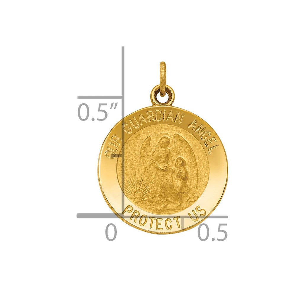 14k Polished and Satin Solid Our Guardian Angel Medal Charm