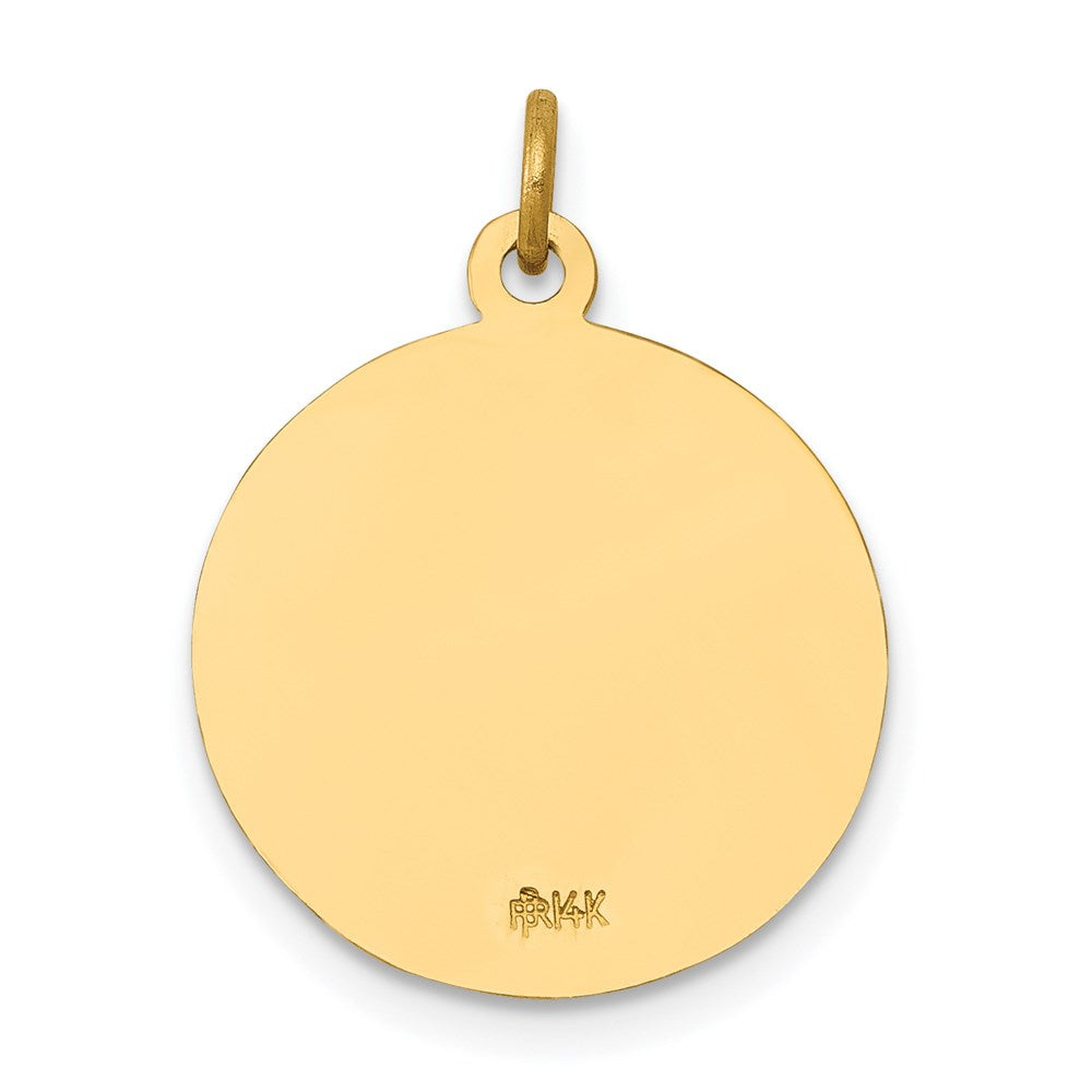 14k Polished and Satin Solid Saint John Medal Round Charm