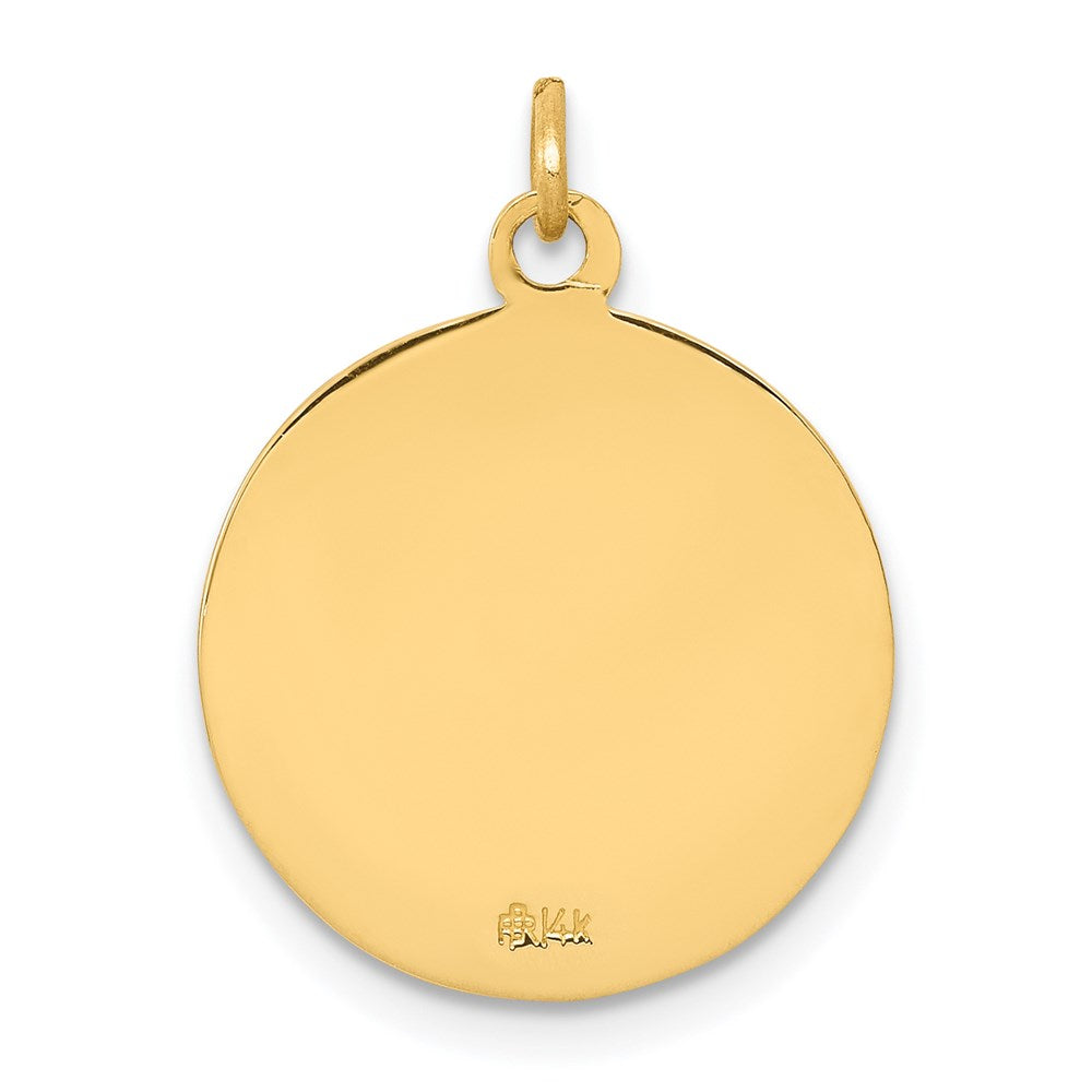 14k Polished and Satin Solid Saint Matthew Medal Round Charm