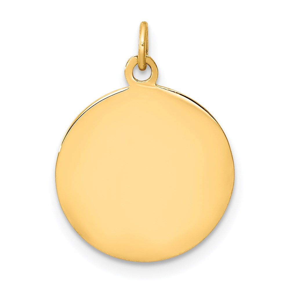 14k Polished and Satin Solid St Luke Medal Round Charm