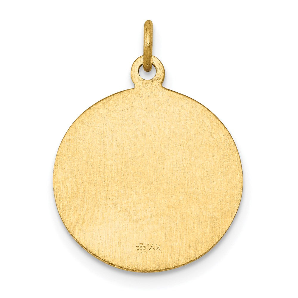 14k Polished and Satin Solid Saint George Medal Round Charm