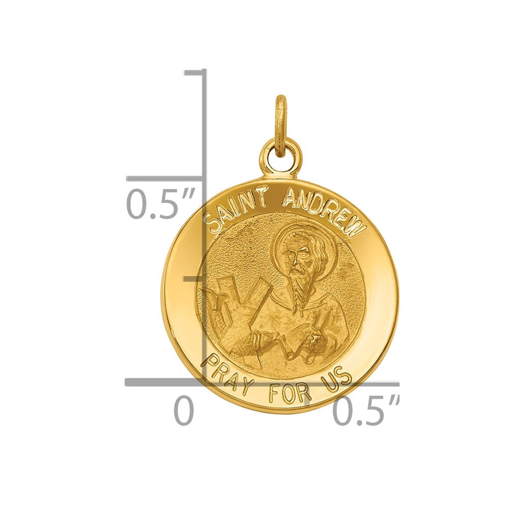 14k Polished and Satin Solid Saint Andrew Medal Charm