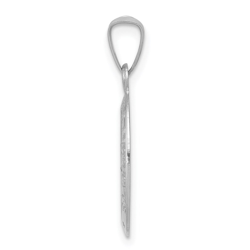 14k White Gold Polished and Satin Solid Saint Christopher Medal Charm