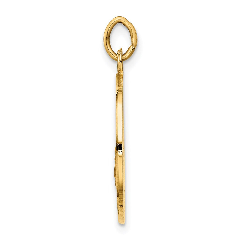 14k Polished and Satin Solid San Juan De Los Lagos Medal Round Pendant