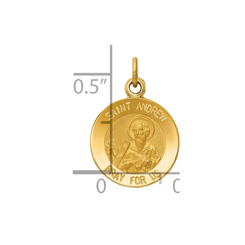 14k Polished and Satin Solid Saint Andrew Medal Charm