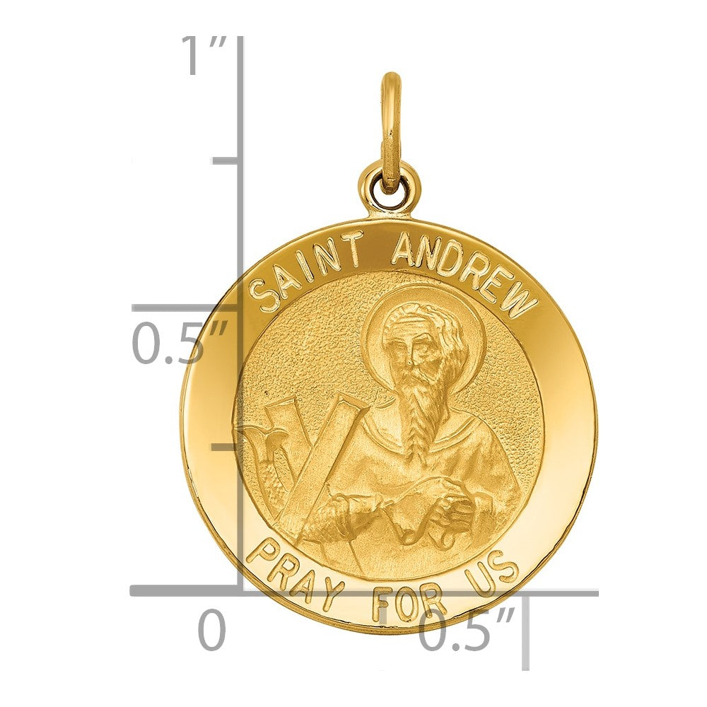 14k Polished and Satin Solid Saint Andrew Medal Pendant