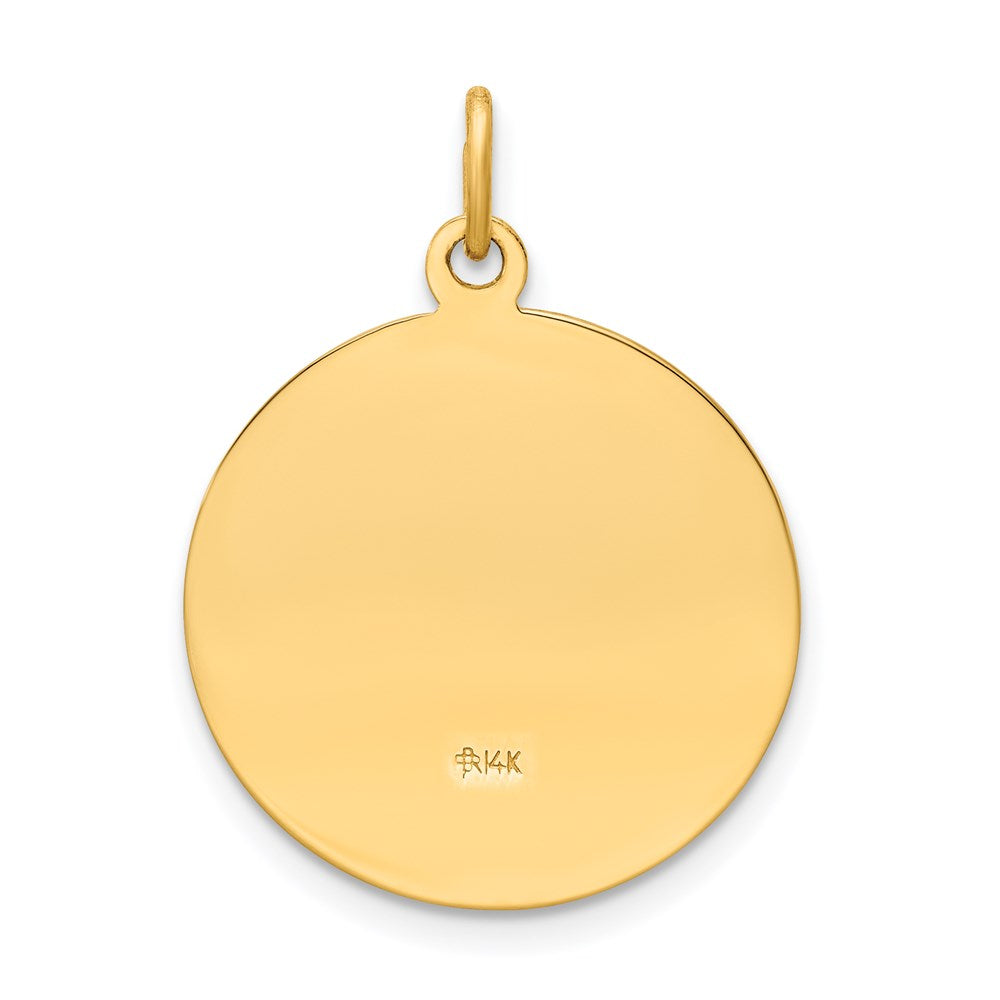 14k Polished and Satin Solid Saint Elizabeth Seton Medal Round Pendant