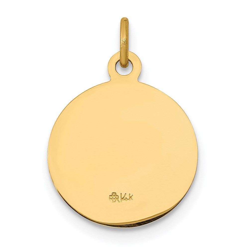 14k Polished and Satin Solid Saint John Medal Round Charm