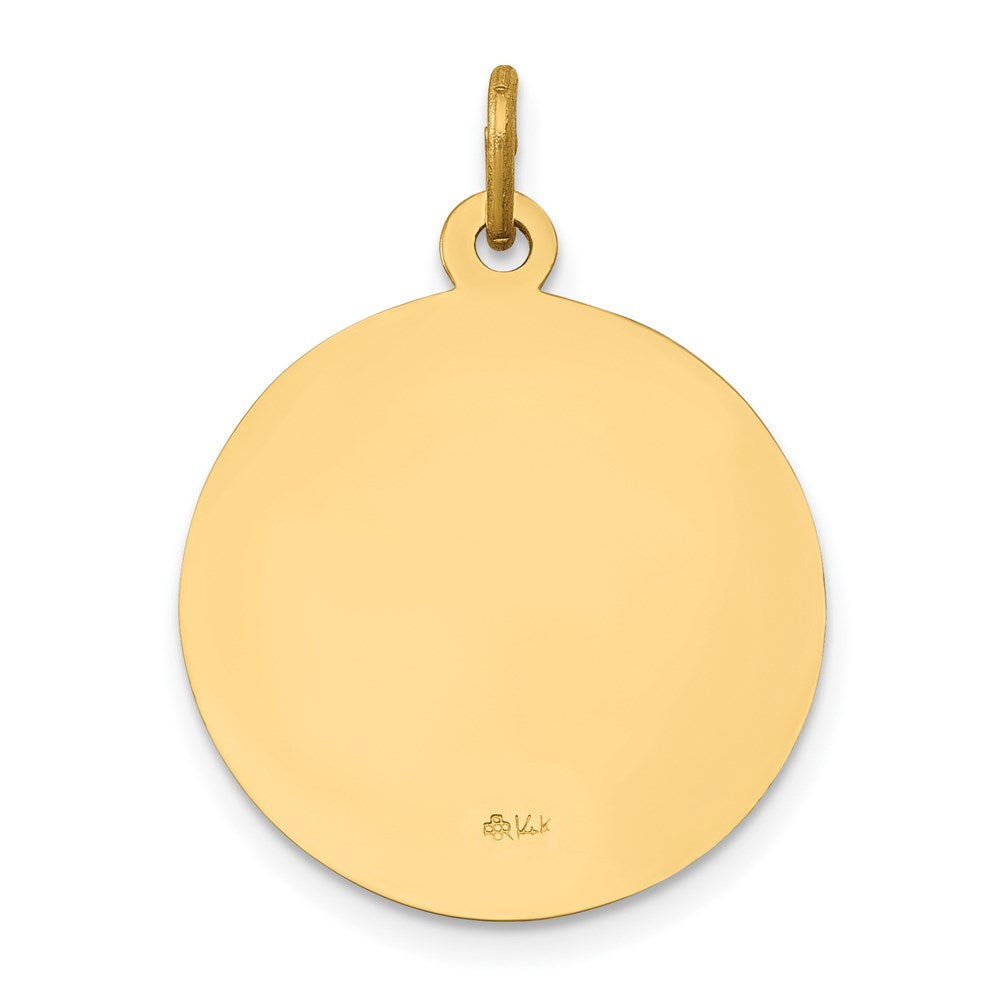 14k Polished and Satin Solid Saint Gerard Medal Round Pendant
