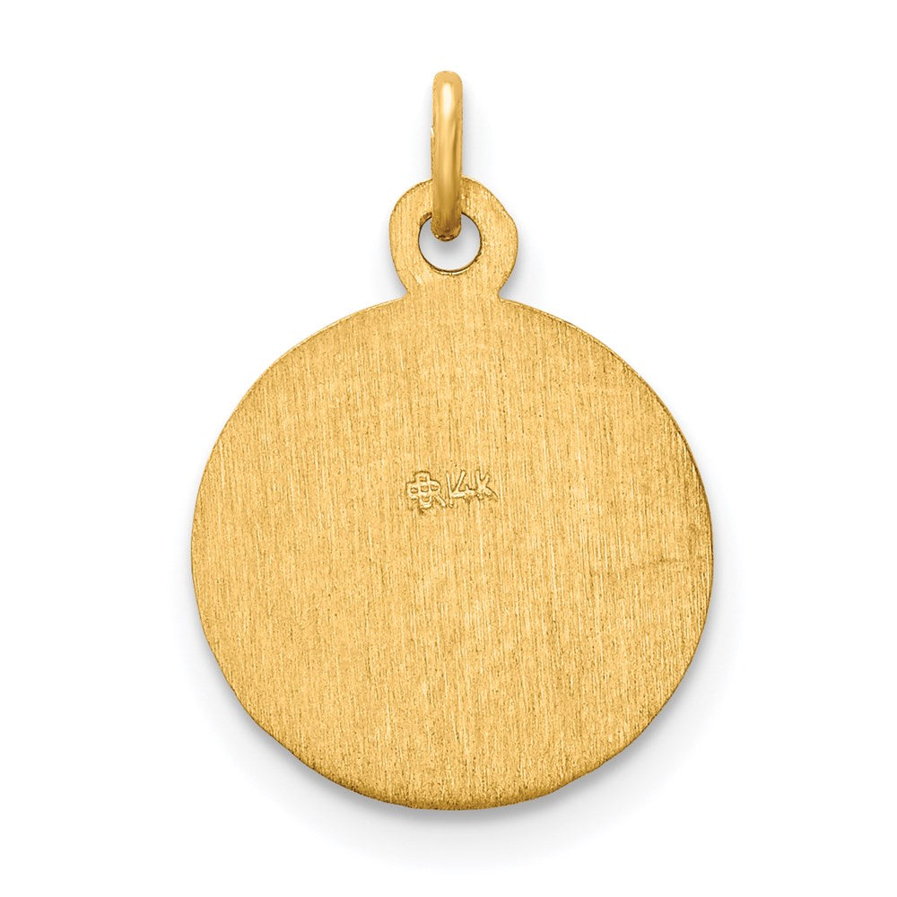 14k Polished and Satin Solid Saint Peter Medal Round Charm