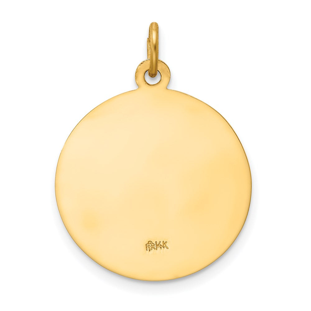 14k Polished and Satin Solid Saint Peter Medal Round Pendant