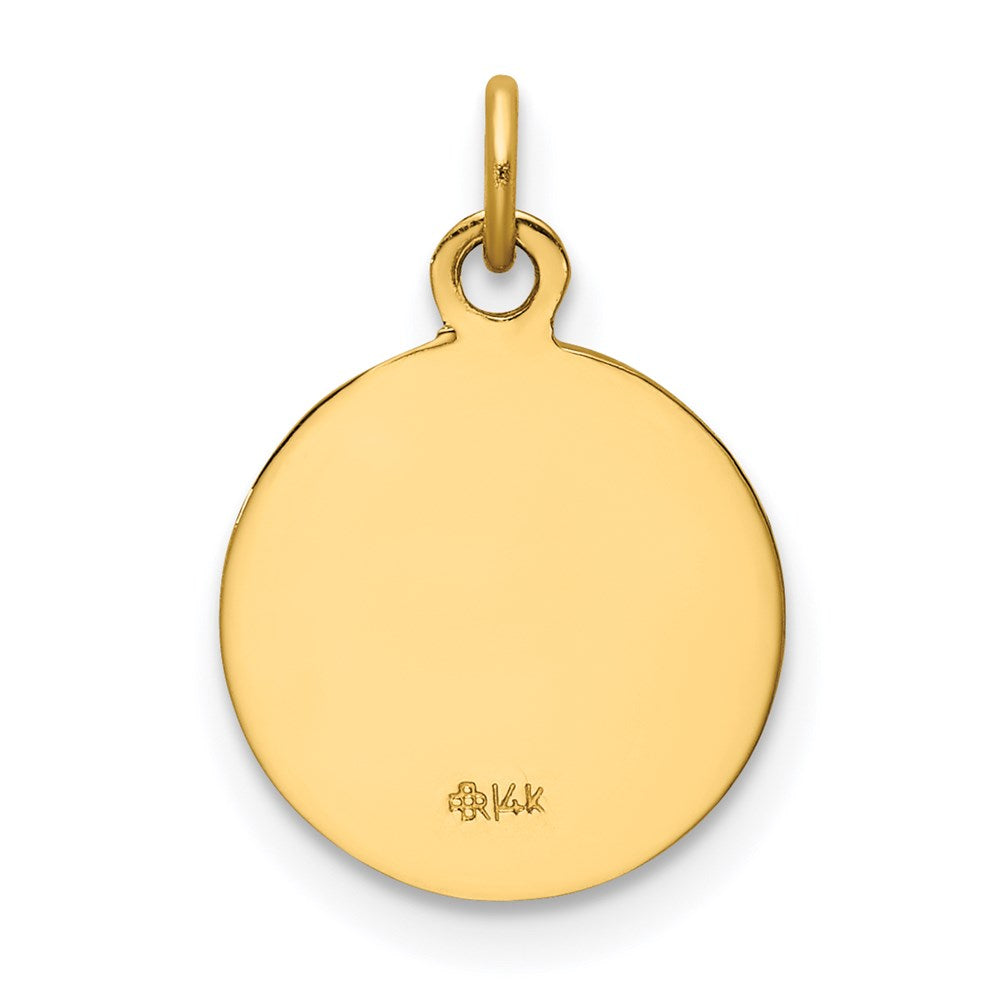 14k Polished and Satin Solid Saint Roch Medal Round Charm