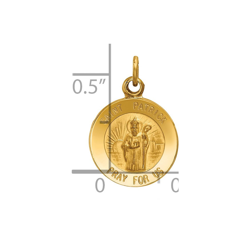 14k Polished and Satin Solid Saint Patrick Medal Round Charm