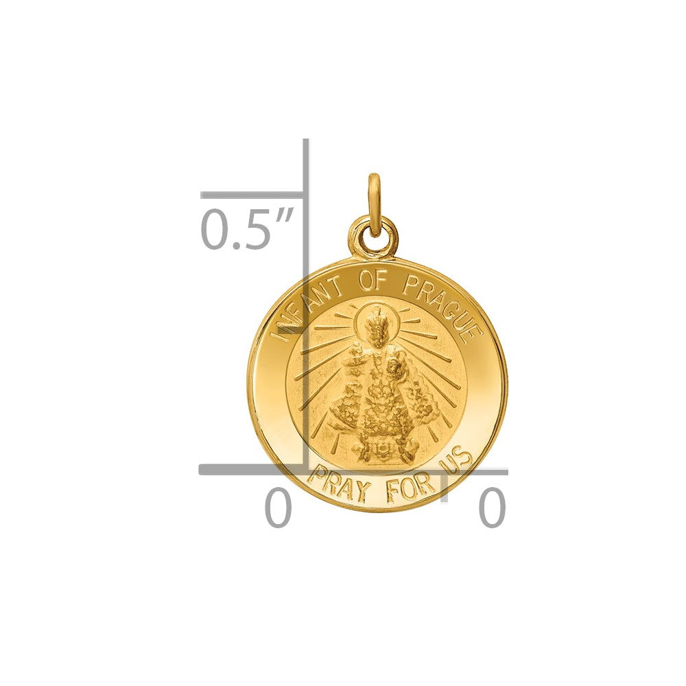14k Polished and Satin Solid Infant of Prague Medal Round Charm