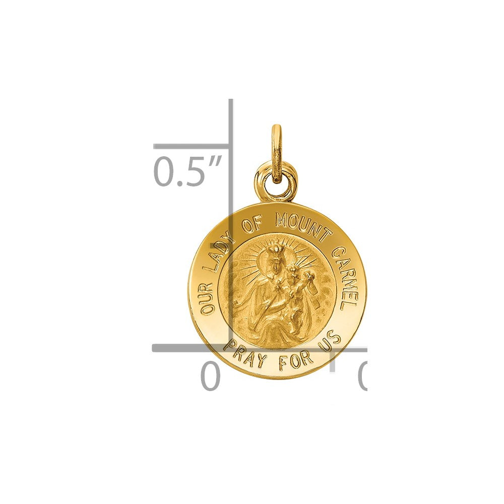 14k Polished and Satin Solid Our Lady of Mt. Carmel Medal Round Charm