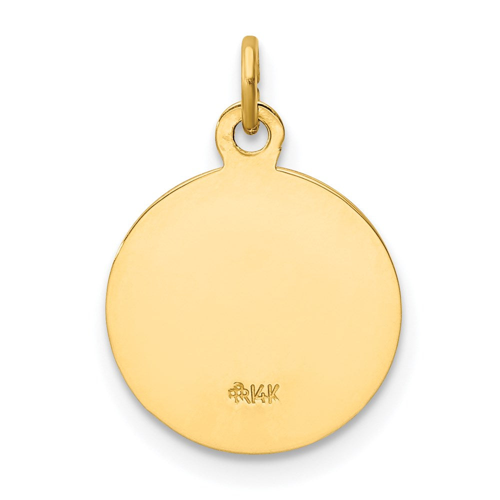 14K Polished and Satin Solid Caridad Del Cobre Medal Round Charm