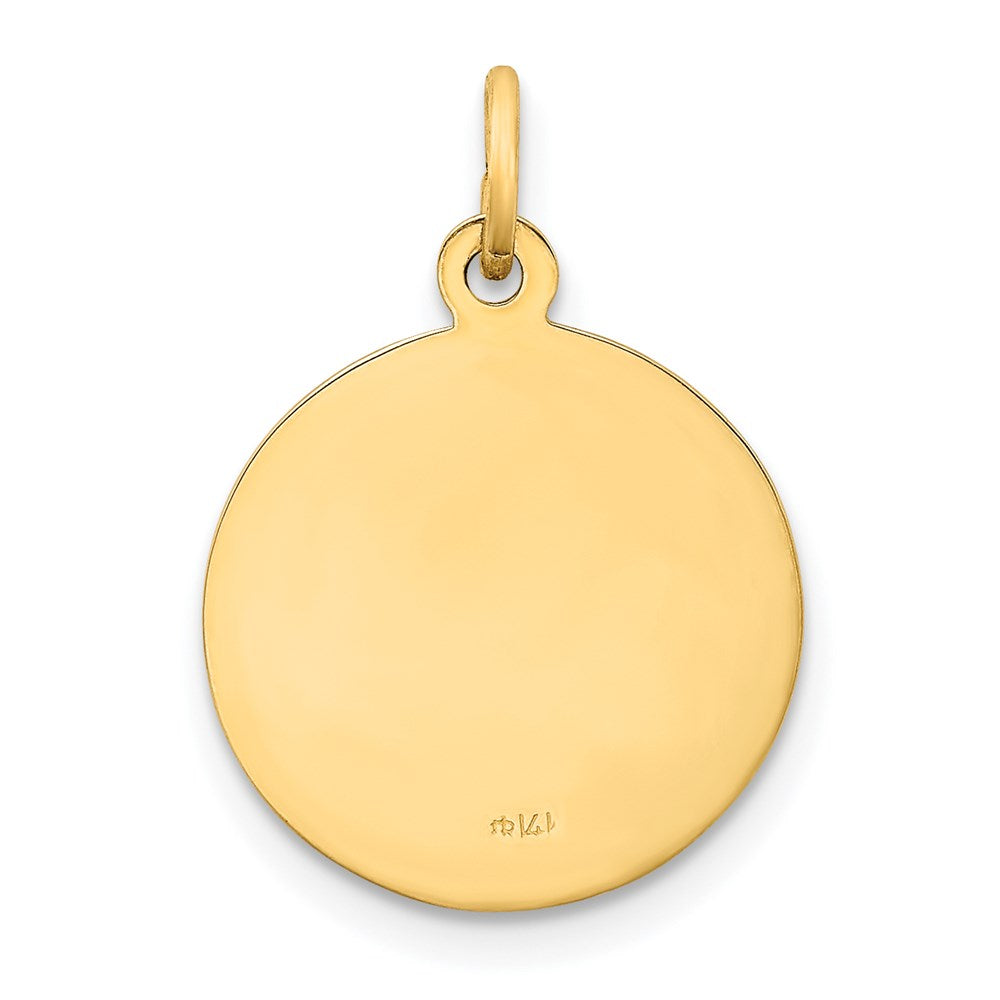 14k Polished and Satin Solid Our Lady of Fatima Medal Round Charm