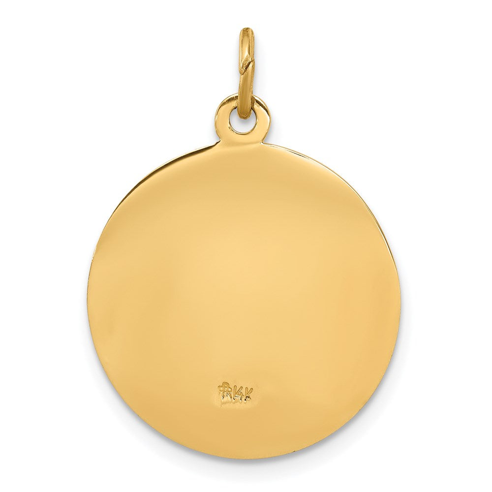 14k Polished and Satin Solid Our Lady of Fatima Medal Round Pendant