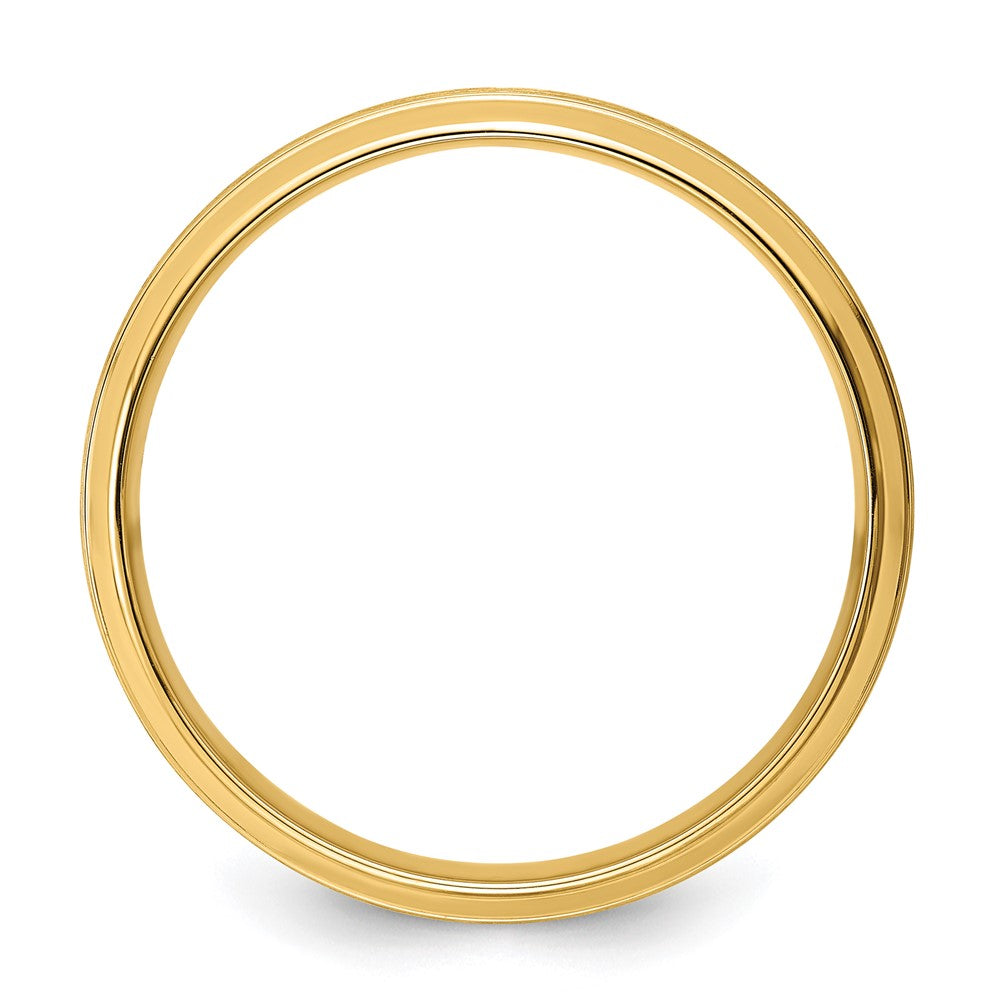 14k Yellow Gold 6mm Lightweight Comfort Fit Brushed Satin Line Edge Wedding Band