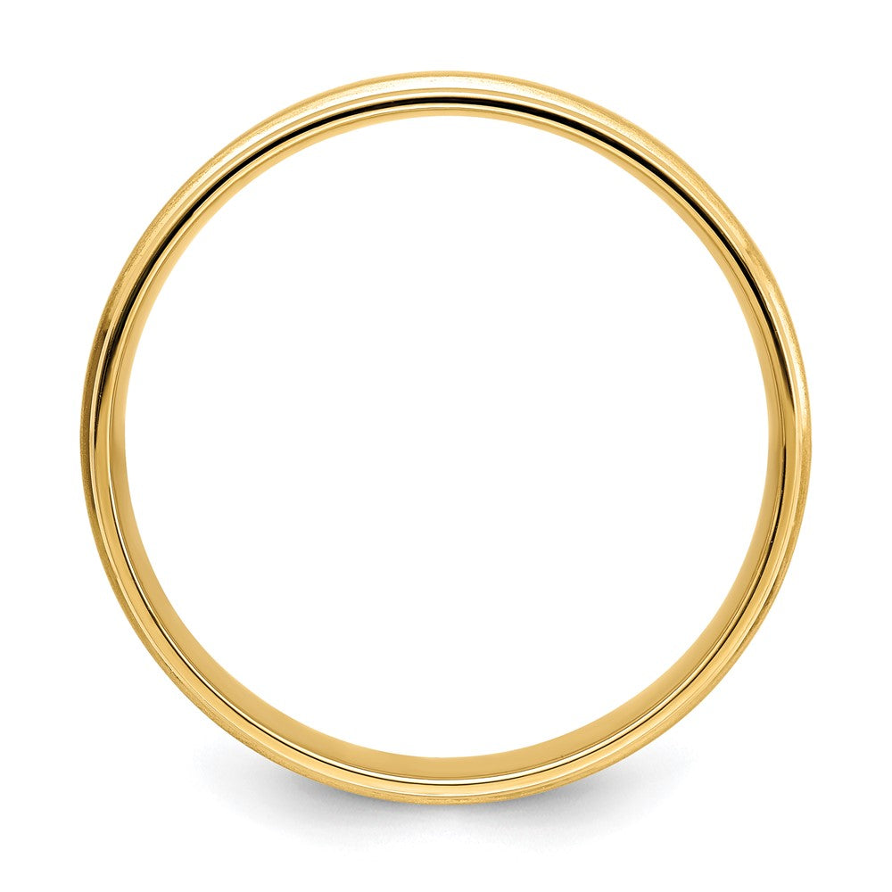 14k Yellow Gold 6mm Standard Weight Comfort Fit Brushed Satin/Polished Grooved Edge Wedding Band