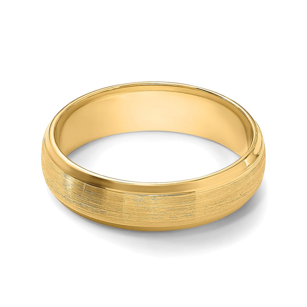 14k Yellow Gold 6mm Heavyweight Comfort Fit Brushed Satin with Polished Beveled Edge Wedding Band