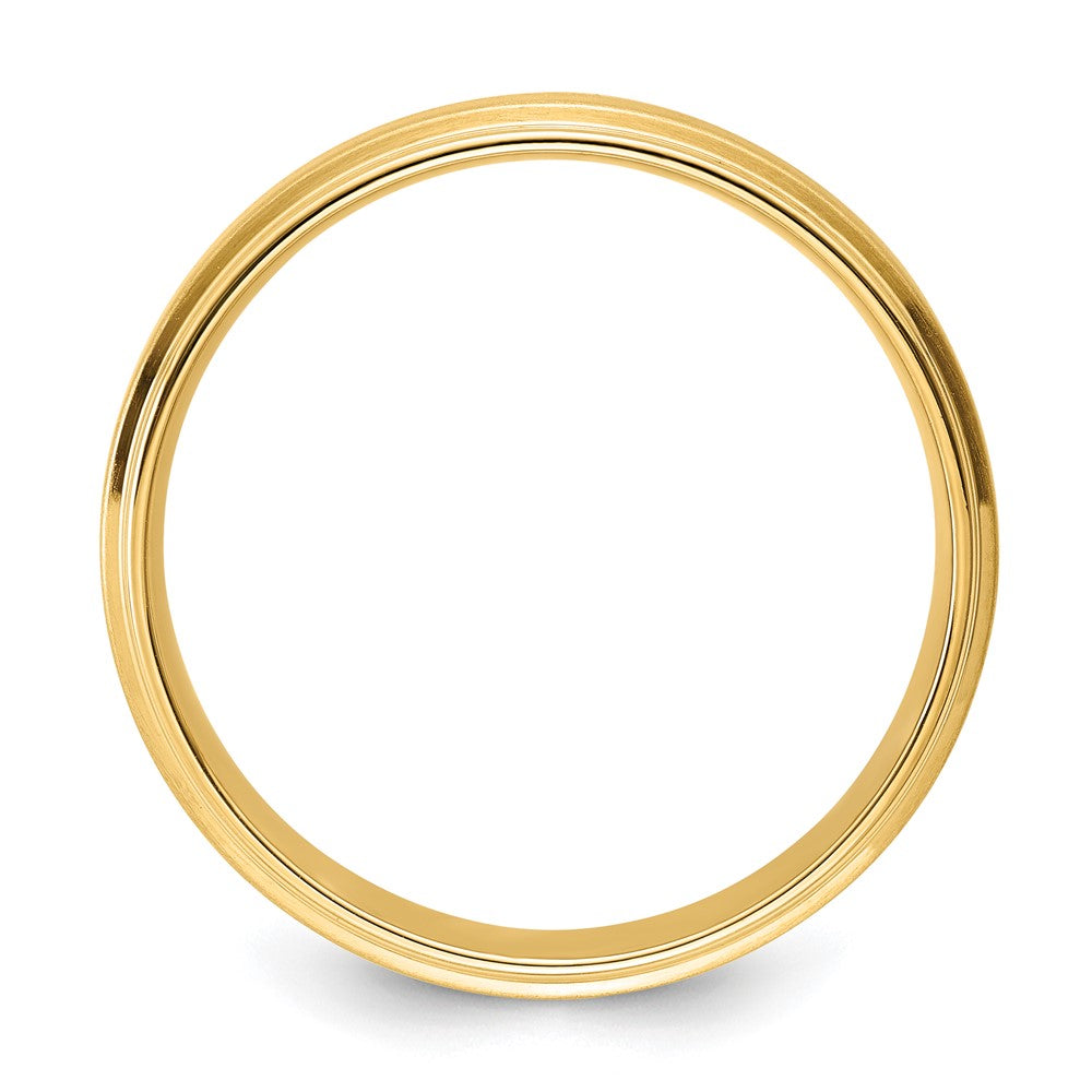 14k Yellow Gold 6mm Lightweight Comfort Fit Brushed Satin/Polished Stepped Edge Wedding Band