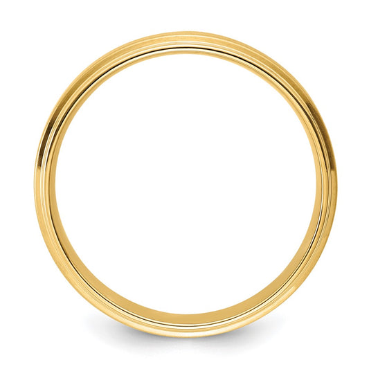 14k Yellow Gold 6mm Standard Weight Comfort Fit Brushed Satin/Polished Stepped Edge Wedding Band