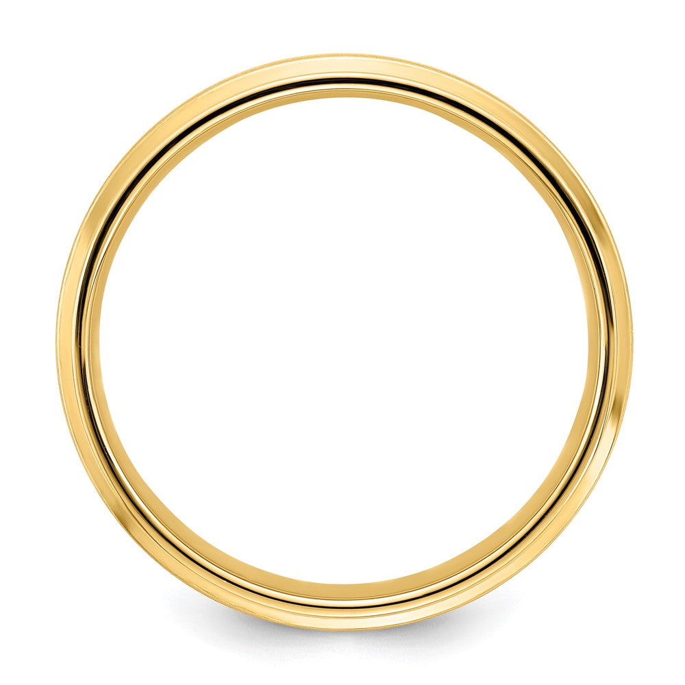 14k Yellow Gold 6mm Standard Weight Comfort Fit Brushed Satin Fancy Wedding Band