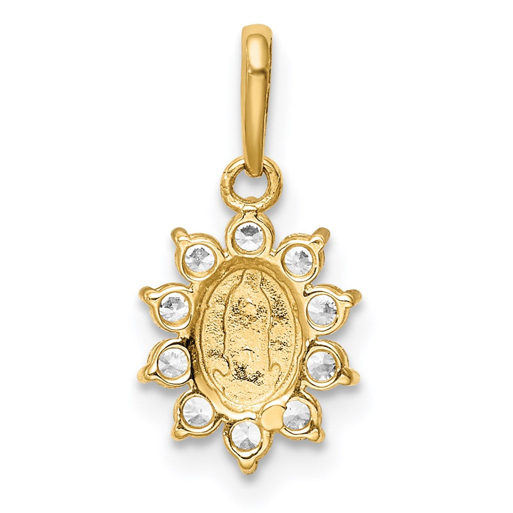 14K Small Our Lady of Guadalupe CZ Oval Pendant