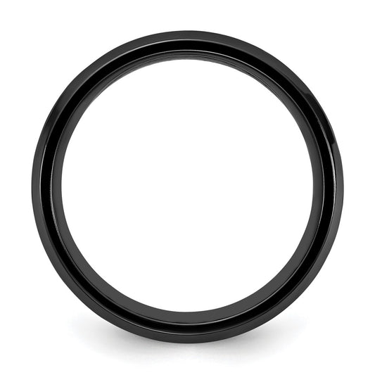 Chisel Black Zirconium Polished with Blue Imitation Opal Inlay 8.00mm Band