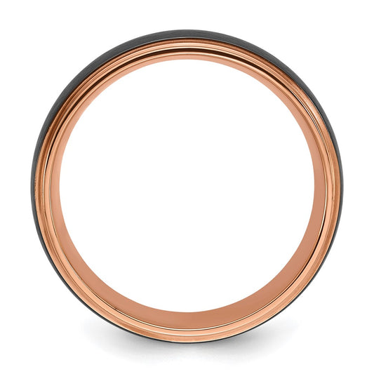 Chisel Black Zirconium Brushed and Polished Rose IP-plated 8mm Band