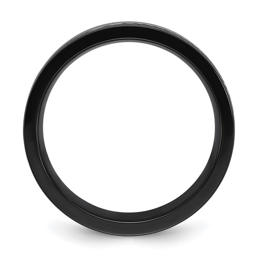 Chisel Black Zirconium Polished with Damascus Inlay 9mm Band